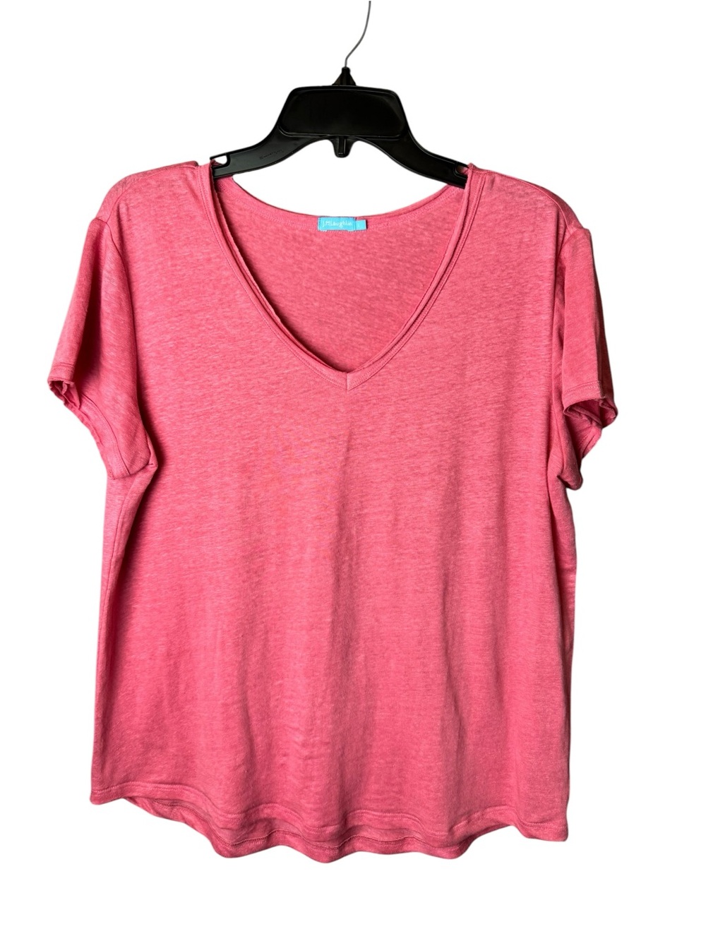 J McLaughlin Coral Pink V-neck Short Sleeve Shirt L